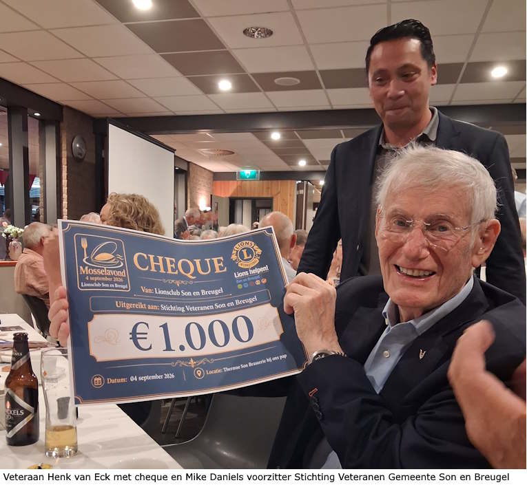 Cheque tijdens Mosselavond